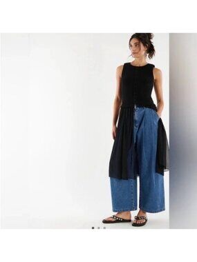 NWT Free People Twice As Nice Maxi Top tunic skirt dress black MEDIUM